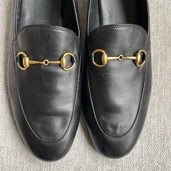 Gucci Brixton Black Leather Goldtone Horsebit Hardware Foldable Loafer Mule - Picture 3 of 15
